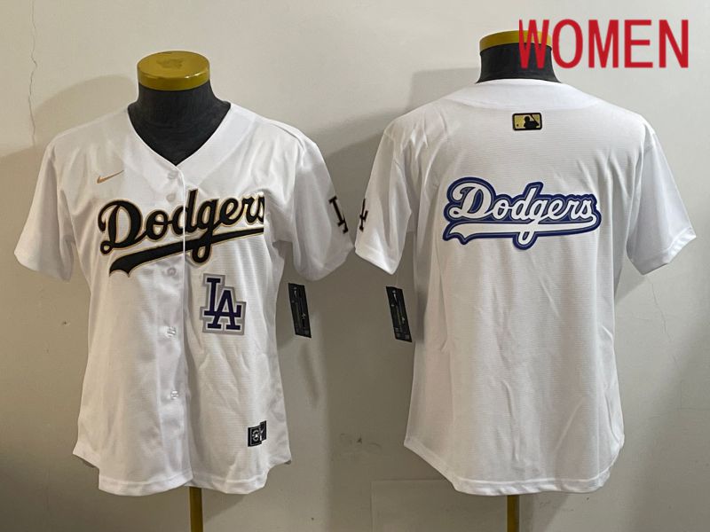 Women Los Angeles Dodgers Blank White Game 2024 Nike MLB Jersey style 12056->women mlb jersey->Women Jersey